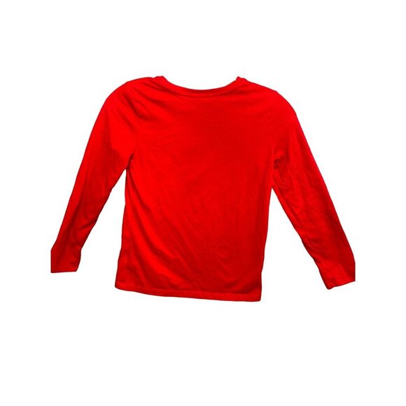 Holiday Time Girls Christmas T-Shirt Long Sleeve Red/White Size L 10-12 - Picture 5 of 6